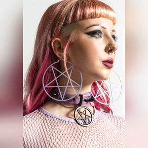 NIP 🔮 Killstar Metal Pentagram Hoop Earrings [Pastel Lilac] One Size